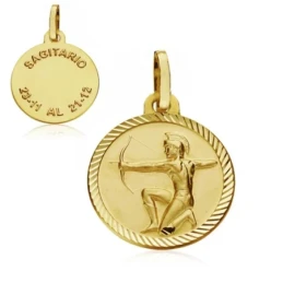 Medalla oro 18k horóscopo Sagitario 16mm. signo zodiaco [AA7416]