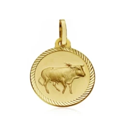 Medalla oro 18k horóscopo Tauro 16mm. signo zodiaco [AA7417]