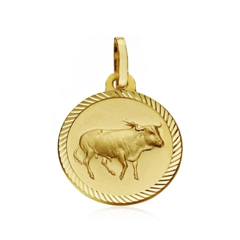 Medalla oro 18k horóscopo Tauro 16mm. signo zodiaco [AA7417GR]