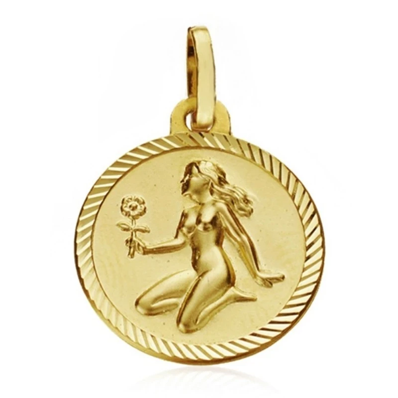 Medalla oro 18k horóscopo Virgo 16mm. signo zodiaco [AA7418GR]