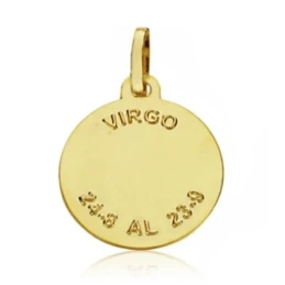 Medalla oro 18k horóscopo Virgo 16mm. signo zodiaco [AA7418GR]