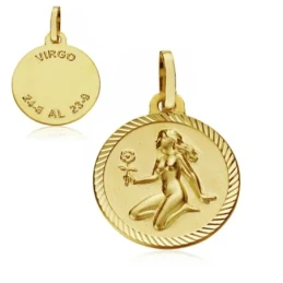 Medalla oro 18k horóscopo Virgo 16mm. signo zodiaco [AA7418GR]