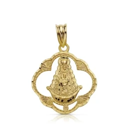 Colgante oro 18k Virgen Rocío pandereta 25mm. [AA7423]