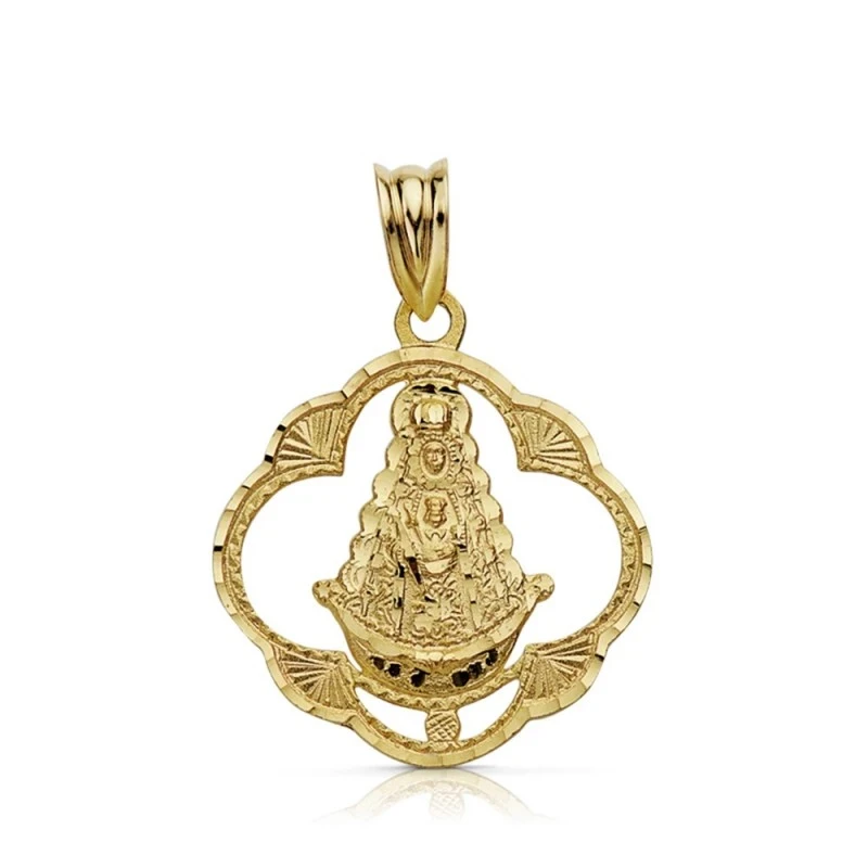 Colgante oro 18k Virgen Rocío pandereta 25mm. [AA7423]