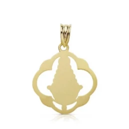 Colgante oro 18k Virgen Rocío pandereta 25mm. [AA7423]