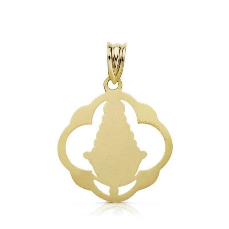 Colgante oro 18k Virgen Rocío pandereta 25mm. [AA7423]