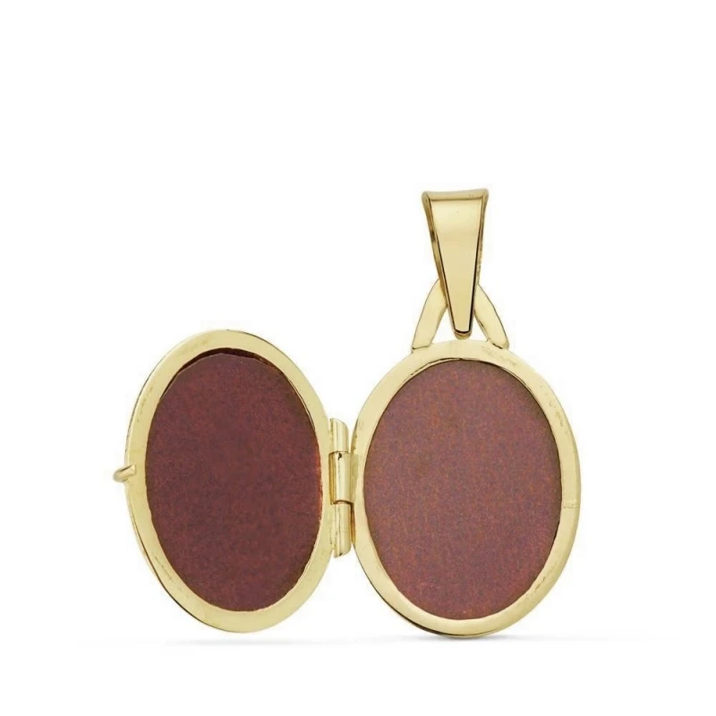 Colgante oro 18k portafotos oval tallado 21mm. [AA7433]