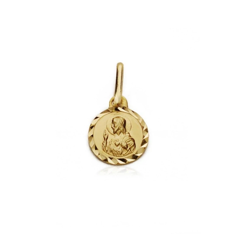 Medalla oro 18k escapulario C. Jesús V. Carmen 7mm. [AA7435]