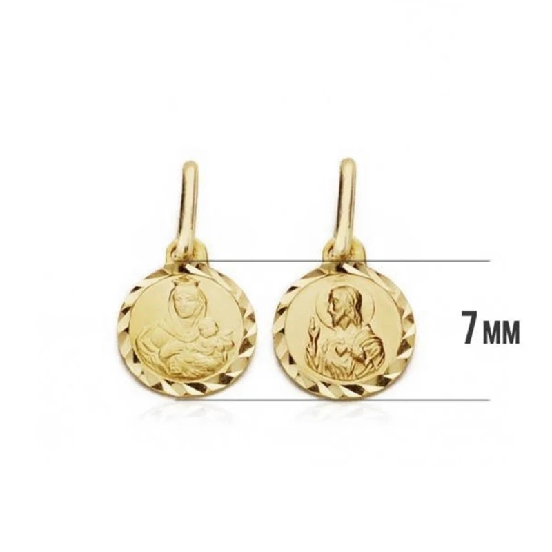 Medalla oro 18k escapulario C. Jesús V. Carmen 7mm. [AA7435]