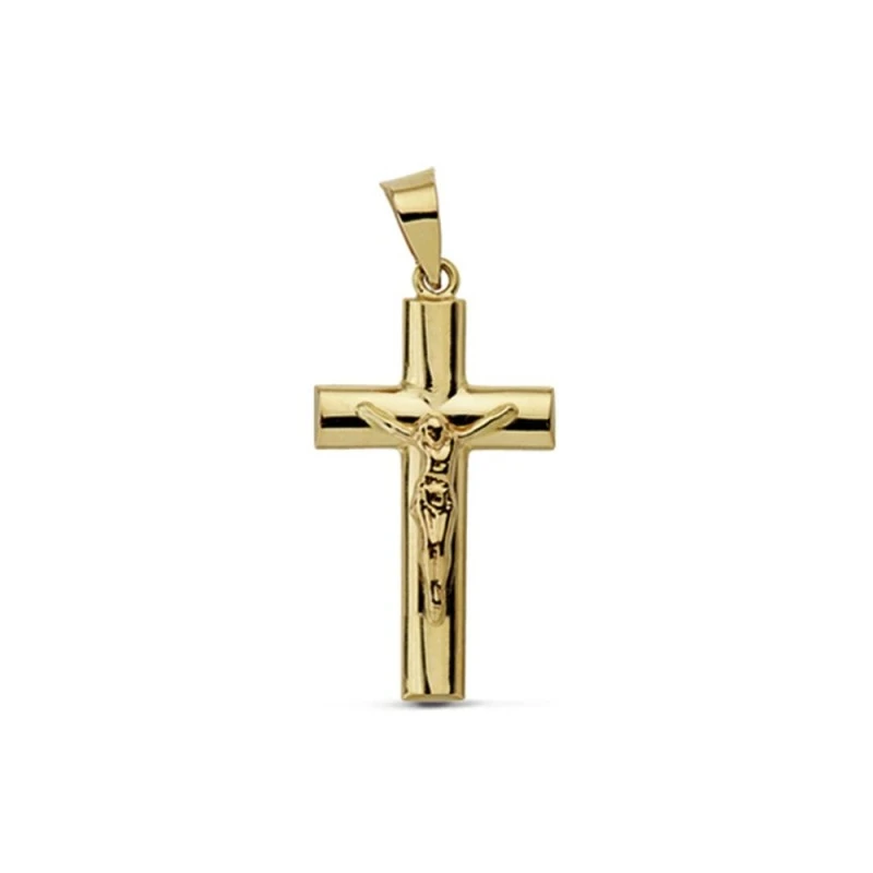 Cruz crucifijo oro 18k hueca 23mm. palo oval [AA7446]