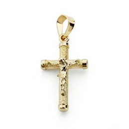 Cruz crucifijo oro 9k 19x11mm. palo rugoso fino chatones [AA7485]
