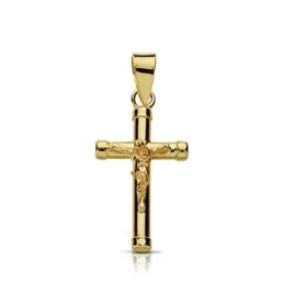Cruz crucifijo oro 9k 18mm. sencilla chatones [AA7488]