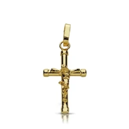 Cruz crucifijo oro 9k 17mm. achatada chatones [AA7489]