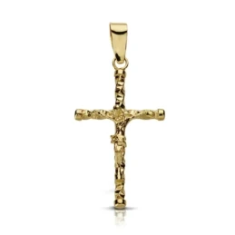 Cruz crucifijo oro 9k 24mm. tallada chatones [AA7493]