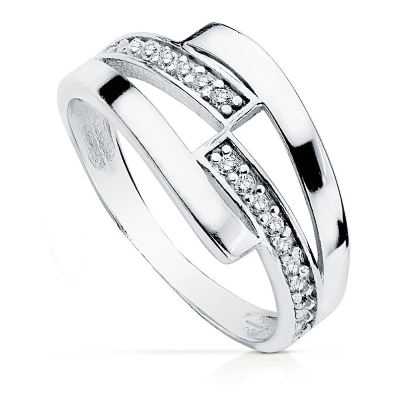 Sortija oro blanco 9k bandas circonitas [AA7503]