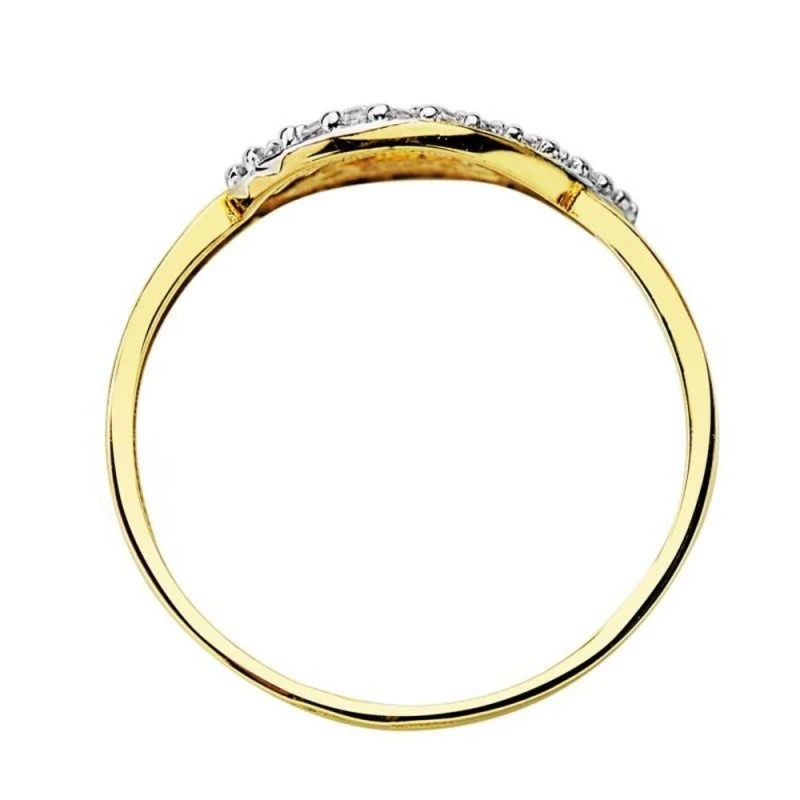 Sortija oro 9k bicolor circonitas cruzadas [AA7511]