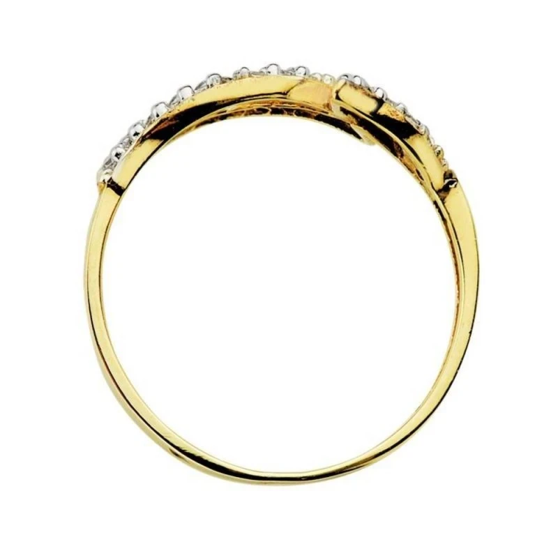 Sortija oro 9k bicolor circonitas hojas [AA7512]