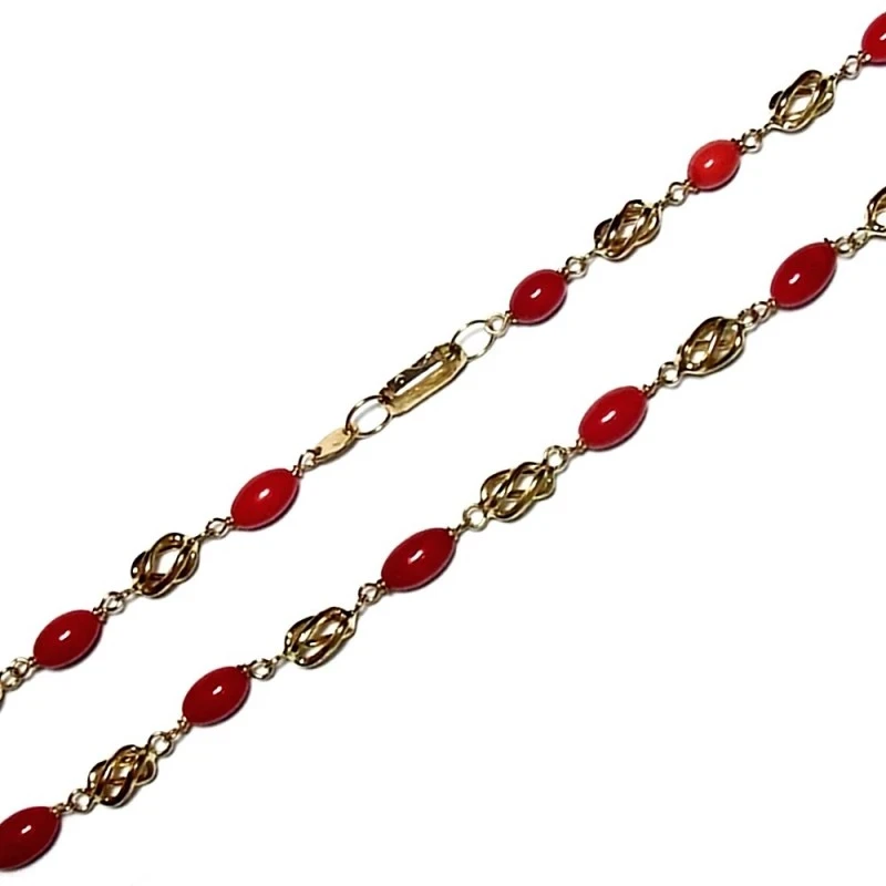 Gargantilla collar oro 18K jaulas coral fino cerdeña 8x5mm.  [AA9574]