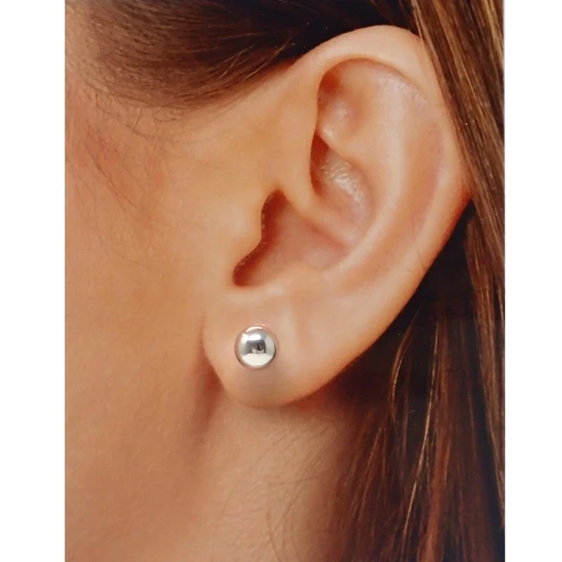 Pendientes plata Ley 925m bola lisa 8mm. [AB1130]