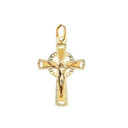 Cruz Cristo Colgante Oro 18k unisex 23 mm. detalles formas talladas b