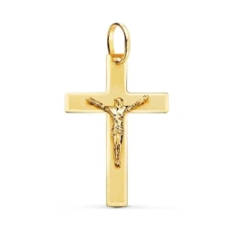 Cruz Cristo Colgante Oro 18k unisex 29 mm. lisa matizada