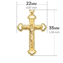 Cruz Cisto Oro 18k unisex 35 mm. bordes detalles tallados combinados