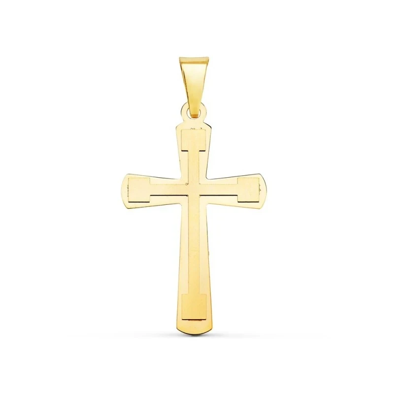 Cruz Oro 18k unisex 33 mm. lisa mate brillo