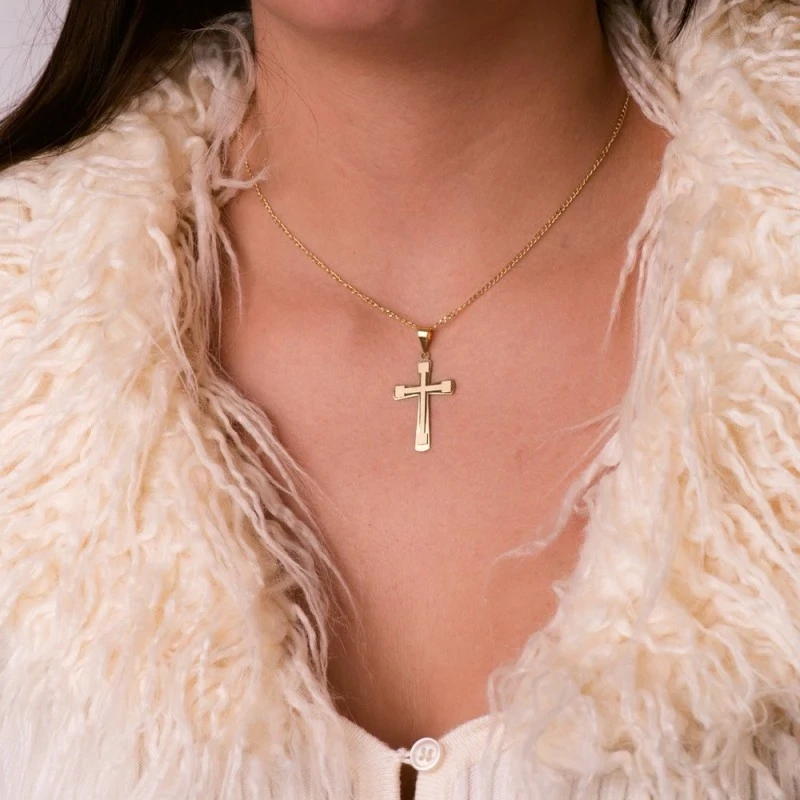 Cruz Oro 18k unisex 33 mm. lisa mate brillo