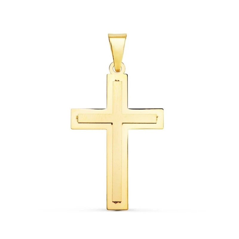 Cruz Oro 18k unisex 32 mm. cruz interior lisa brillo mate