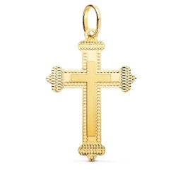 Cruz Oro 18k unisex 35 mm. lisa borde tallado detalle terminaciones
