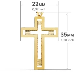 Cruz Oro 18k unisex 35 mm. lisa combinada detalles tallados calada