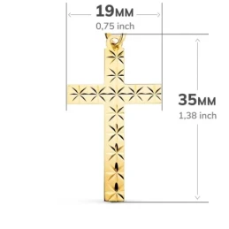 Cruz Oro 18k unisex 35 mm. plana detalle estrellas talladas