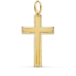 Cruz Oro 18k unisex 35 mm. plana lisa borde tallado forma círculos