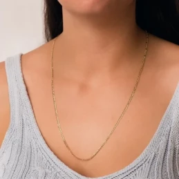 Cadena Oro 18k unisex 60 cm. alternada 3x1 hueca plana 2.2 mm. reasa