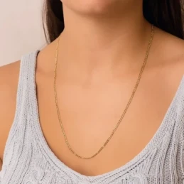 Cadena Oro 18k unisex 60 cm. alternada 3x1 hueca plana 2.5 mm.