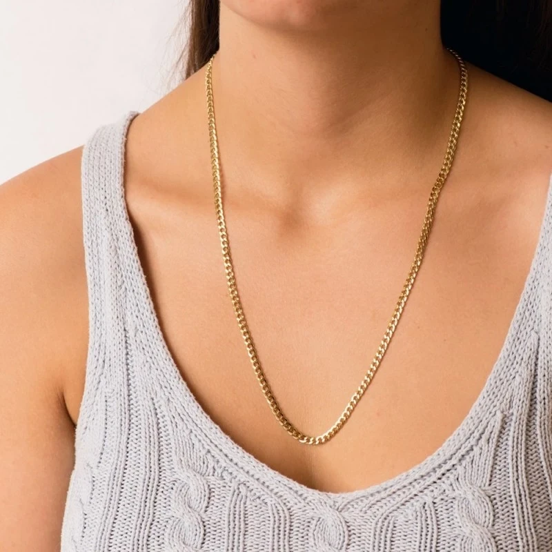 Cadena Oro 18k unisex 60 cm. barbada hueca 4 mm.