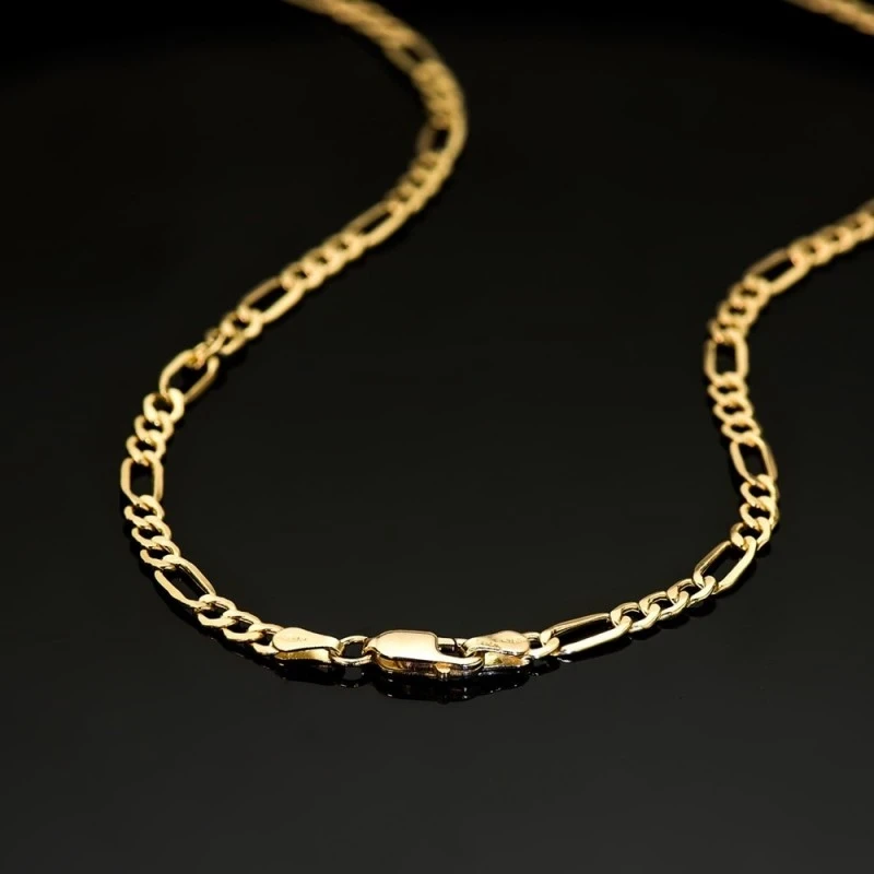 Cadena Oro 18k unisex 50 cm. alternada 3x1 hueca 3.5 mm. mosquetón