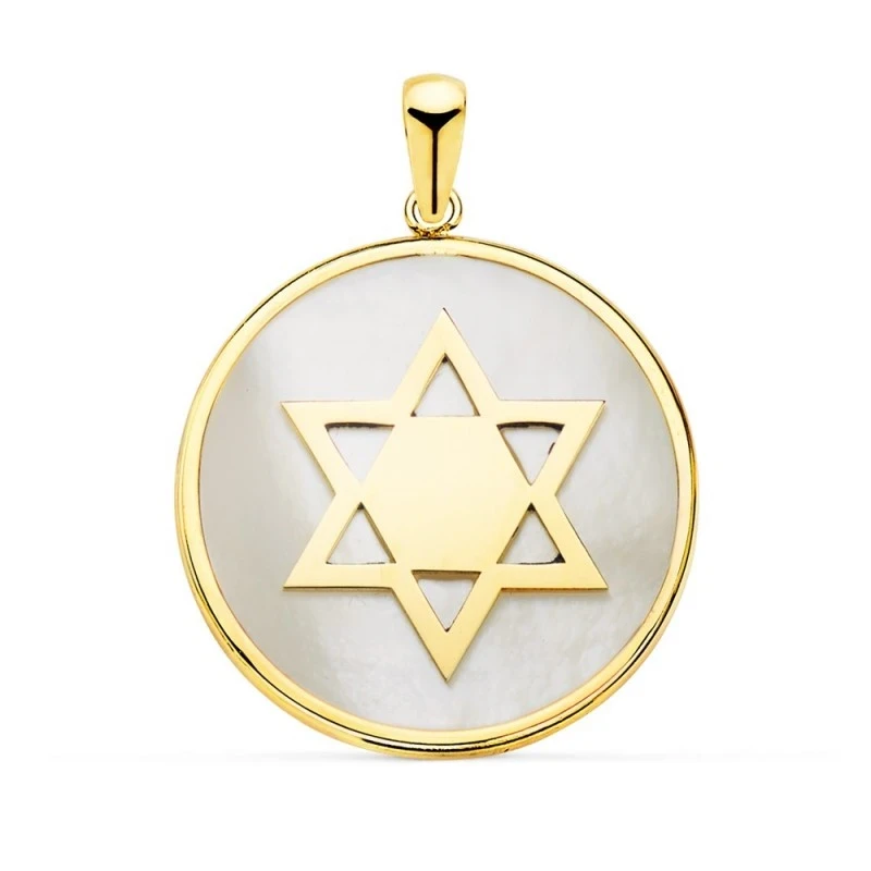 Estrella David Colgante Oro 18k unisex 20 mm. amuleto calado fondo ná