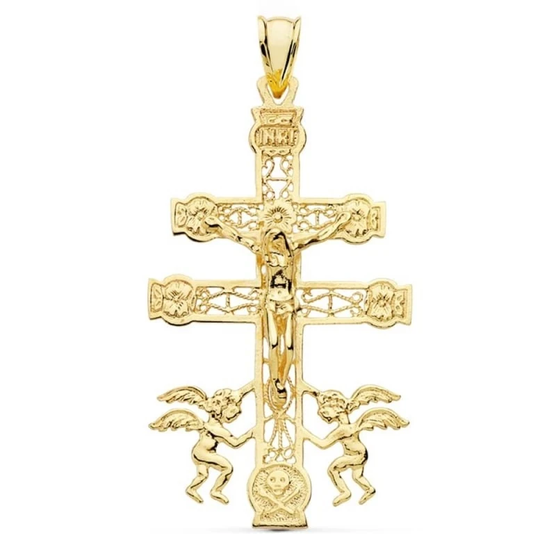 Cruz Caravaca Colgante Oro 9k unisex 49 mm. calad