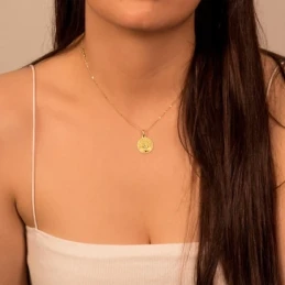 Árbol Vida Medalla Oro 18k mujer 16 mm. lisa mate brillo combinada