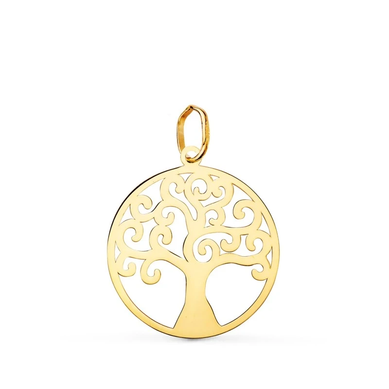 Árbol Vida Medalla Oro 18k mujer 20 mm. brillo calada