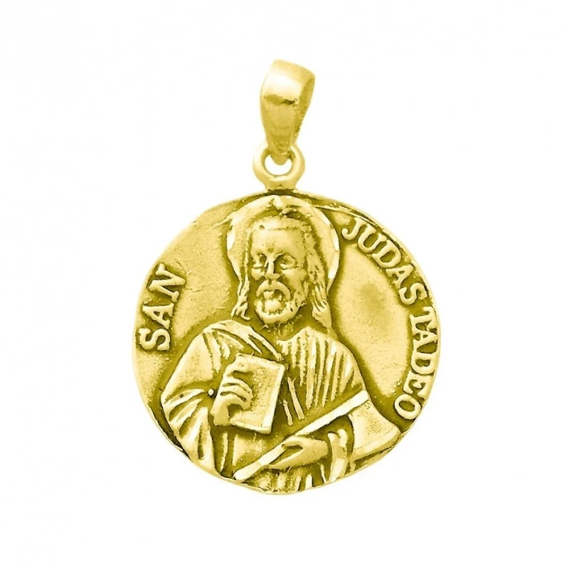 Medalla colgante oro 18k San Judas Tadeo 27mm. unisex