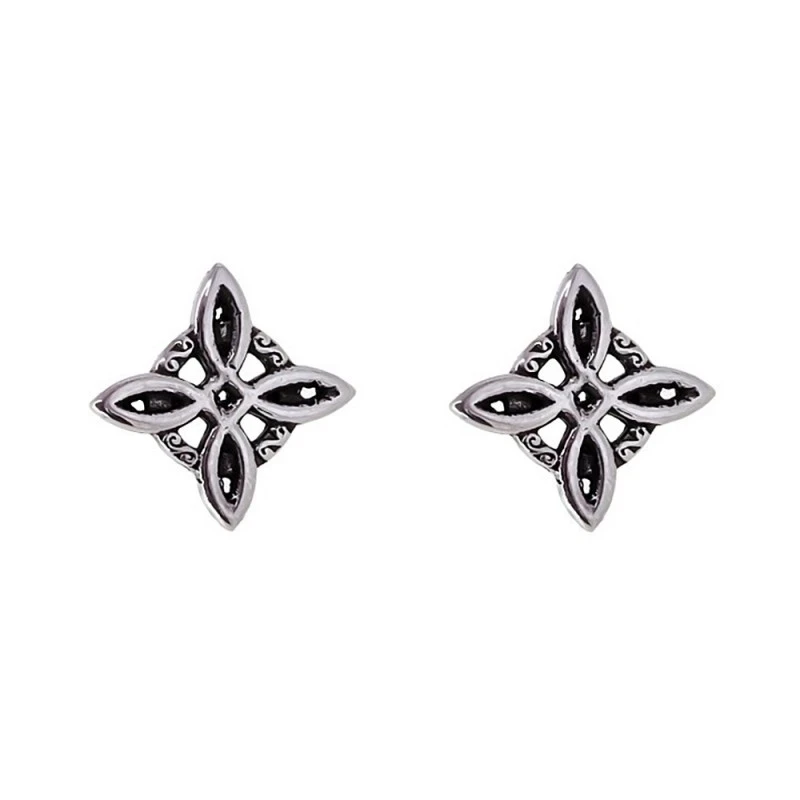 Nudo de Bruja oxidado Pendientes Plata Ley 925m mujer amuleto 9 mm. P