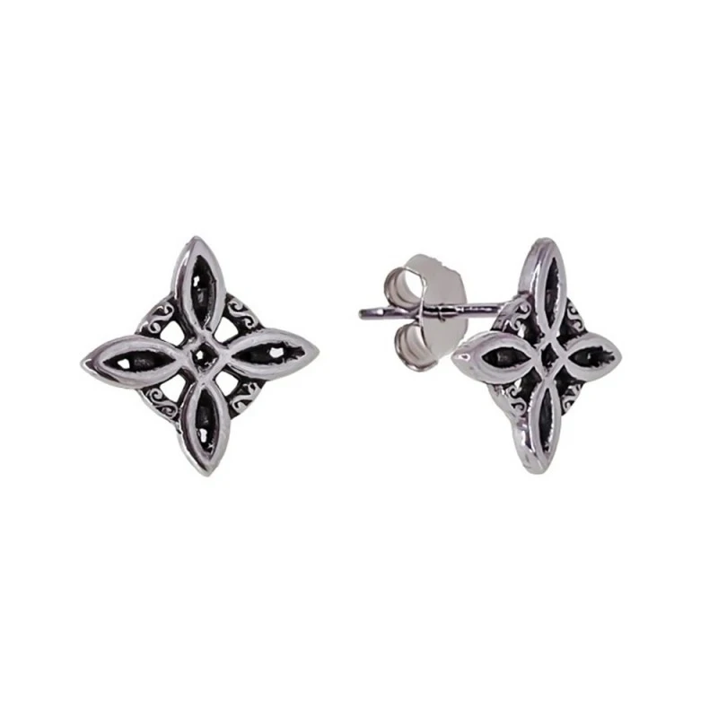 Nudo de Bruja oxidado Pendientes Plata Ley 925m mujer amuleto 9 mm. P