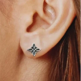 Nudo de Bruja oxidado Pendientes Plata Ley 925m mujer amuleto 9 mm. P