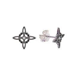 Nudo de Bruja oxidado Pendientes Plata Ley 925m mujer amuleto 10 mm.