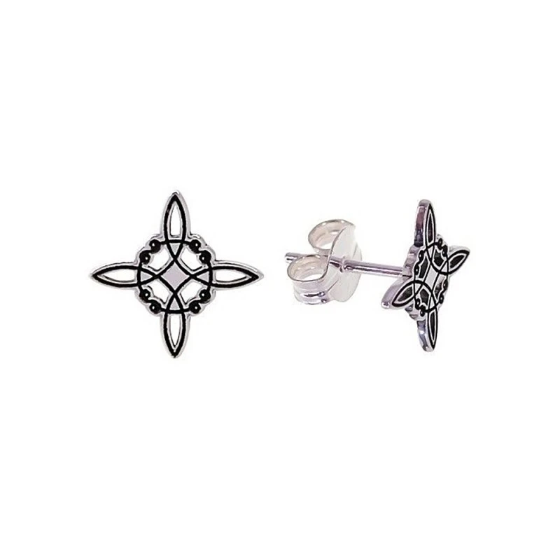 Nudo de Bruja oxidado Pendientes Plata Ley 925m mujer amuleto 10 mm.