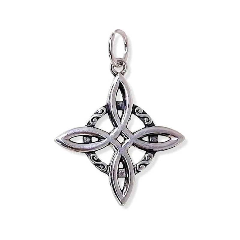 Nudo de Bruja colgante plata Ley 925m unisex 25 mm. calado liso