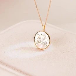 Colgante Oro 18k mamá 20 mm.  nácar niño niña mujer