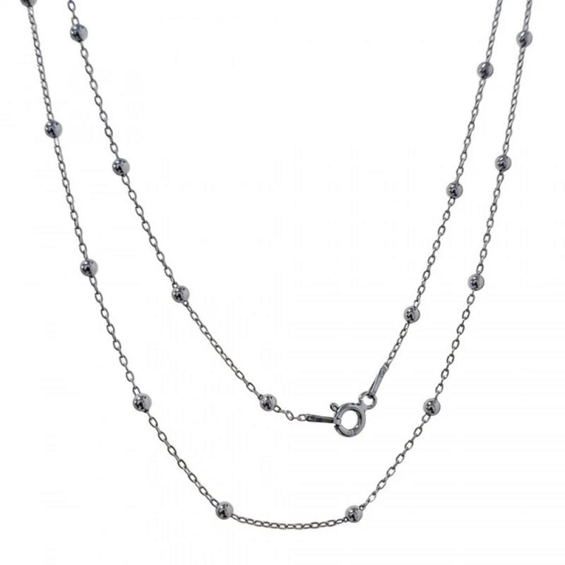 Cadena Plata Ley 925m rodiada 40 cm. combinada bolas 2.5 mm.